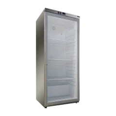 
                                    Skříň chladicí 350 l, prosklené dveře, nerez
                                