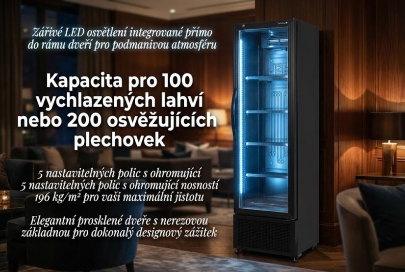 Chladicí skříň prosklené dveře - TEFCOLD FS176H Black