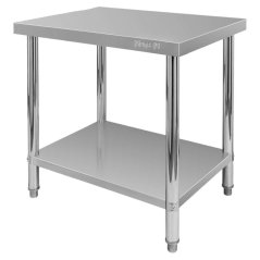 Gastro pracovní stůl z nerezu Mega‑M X STANDARD 800×600×850 mm, centrální, 1 police, MDF výztuha, nastavitelné nožky