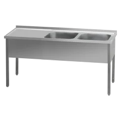 
                                    Stůl mycí 160x60x90 - 2x dřez 40x50x30 odkapávací plocha levá
                                
