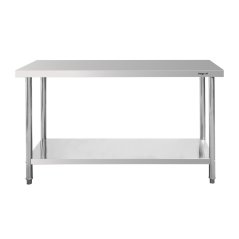 Gastro pracovní stůl z nerezu Mega‑M X STANDARD 1400×700×850 mm, centrální, 1 police, MDF výztuha, nastavitelné nožky