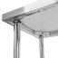 Nerezový gastro stůl přístěnný Mega‑M X STANDARD 800×600×850 mm, 1 police, zadní lem 100 mm, MDF výztuha, nastavitelné nožky