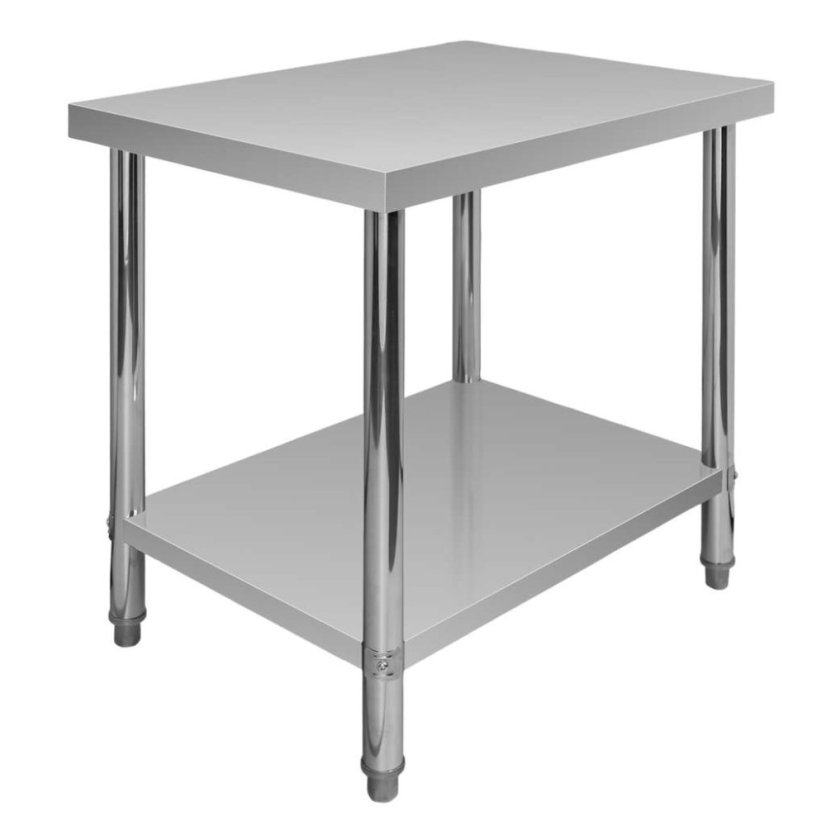 Gastro pracovní stůl z nerezu Mega‑M X STANDARD 800×600×850 mm, centrální, 1 police, MDF výztuha, nastavitelné nožky