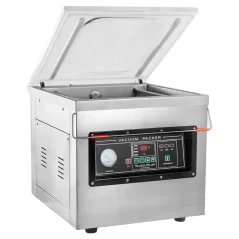 Komorová vakuová balička, svár 400 mm, 2 lišty, čerpadlo 20 m³/h, 0,75 kW, nerez