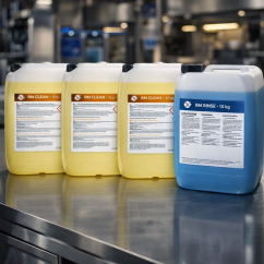 Výhodná sada chemie do profesionální myčky: 3× RM Clean+ 12 kg + 1× RM Rinse+ 10 kg (ušetříte 761 Kč)