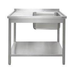 Nerezový gastro dřez MEGA‑M 1000×600×850 mm, vana vpravo, lem, police
