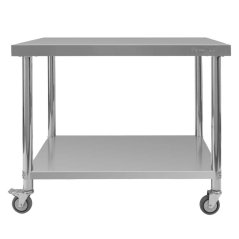 Mobilní nerezový gastro stůl Mega‑M X STANDARD 1000×600×850 mm se spodní policí a kolečky (2 s brzdou)