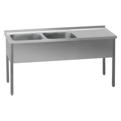 
                                    Stůl mycí 140x60x90 - 2x dřez 40x50x30 odkapávací plocha pravá
                                