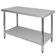 Gastro pracovní stůl z nerezu Mega‑M X STANDARD 1200×600×850 mm, centrální, 1 police, MDF výztuha, nastavitelné nožky