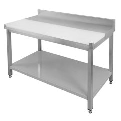 Přístěnný řeznický masařský stůl s krájecí deskou a policí 1200×700×850 mm