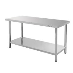 Gastro pracovní stůl z nerezu Mega‑M X STANDARD 1600×700×850 mm, centrální, 1 police, MDF výztuha, nastavitelné nožky
