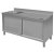 Nerezový gastro dřez MEGA‑M 1600×700×850 mm, vana vlevo, skříňka s posuvnými dveřmi, lem