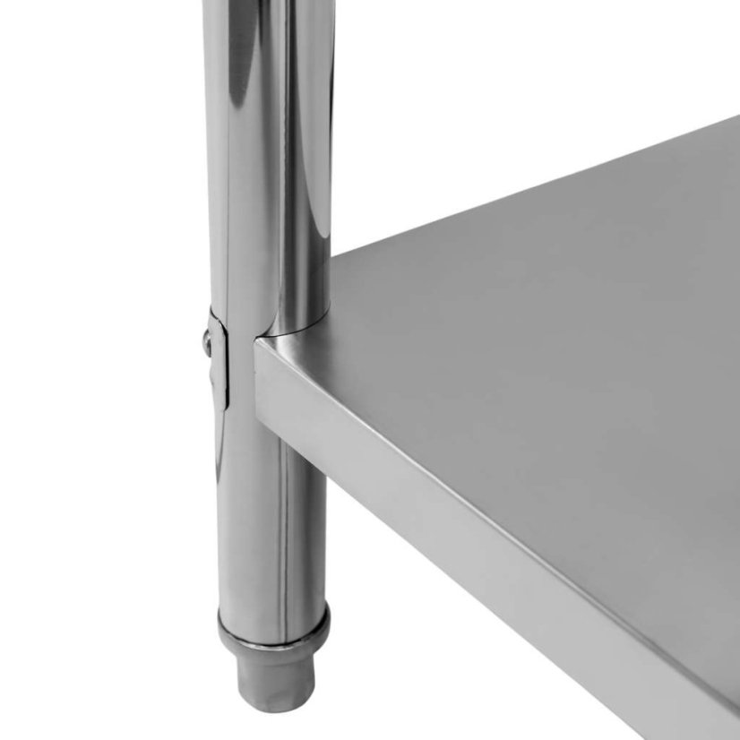 Gastro pracovní stůl z nerezu Mega‑M X STANDARD 800×600×850 mm, centrální, 1 police, MDF výztuha, nastavitelné nožky