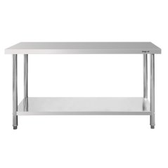 Gastro pracovní stůl z nerezu Mega‑M X STANDARD 1500×700×850 mm, centrální, 1 police, MDF výztuha, nastavitelné nožky