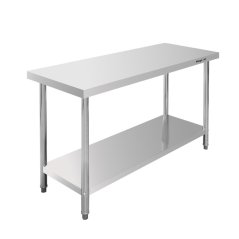 Gastro pracovní stůl z nerezu Mega‑M X STANDARD 1400×600×850 mm, centrální, 1 police, MDF výztuha, nastavitelné nožky