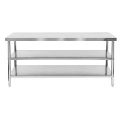 Gastro pracovní stůl z nerezu Mega‑M X STANDARD 1800×600×850 mm, centrální, se 2 policemi, MDF výztuha, nastavitelné nožky