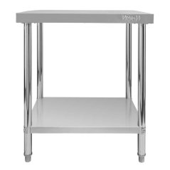 Gastro pracovní stůl z nerezu Mega‑M X STANDARD 600×600×850 mm, centrální, 1 police, MDF výztuha, nastavitelné nožky