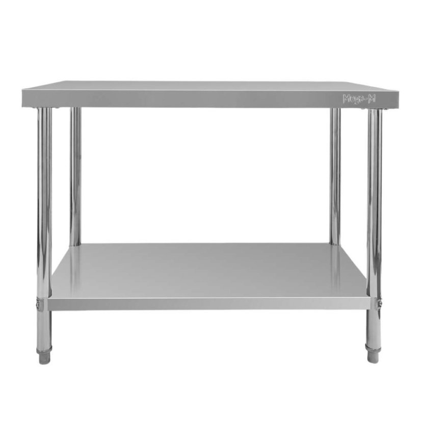 Gastro pracovní stůl z nerezu Mega‑M X STANDARD 1000×600×850 mm, centrální, 1 police, MDF výztuha, nastavitelné nožky