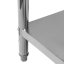 Nerezový gastro stůl přístěnný Mega‑M X STANDARD 1000×600×850 mm, 1 police, zadní lem 100 mm, MDF výztuha, nastavitelné nožky