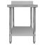 Nerezový gastro stůl přístěnný Mega‑M X STANDARD 600×600×850 mm, 1 police, zadní lem 100 mm, MDF výztuha, nastavitelné nožky