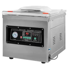 Komorová vakuová balička, svár 400 mm, 2 lišty, čerpadlo 20 m³/h, 0,75 kW, nerez