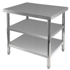 Gastro pracovní stůl z nerezu Mega‑M X STANDARD 1000×600×850 mm, centrální, se 2 policemi, MDF výztuha, nastavitelné nožky