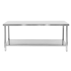 Gastro pracovní stůl z nerezu Mega‑M X STANDARD 1800×600×850 mm, centrální, 1 police, MDF výztuha, nastavitelné nožky
