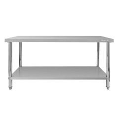 Gastro pracovní stůl z nerezu Mega‑M X STANDARD 1600×600×850 mm, centrální, 1 police, MDF výztuha, nastavitelné nožky