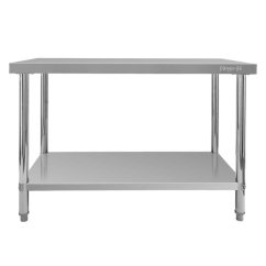 Gastro pracovní stůl z nerezu Mega‑M X STANDARD 1200×600×850 mm, centrální, 1 police, MDF výztuha, nastavitelné nožky