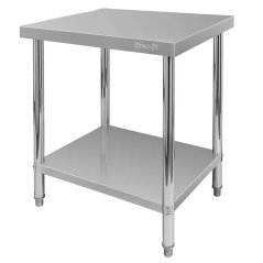 Gastro pracovní stůl z nerezu Mega‑M X STANDARD 600×600×850 mm, centrální, 1 police, MDF výztuha, nastavitelné nožky