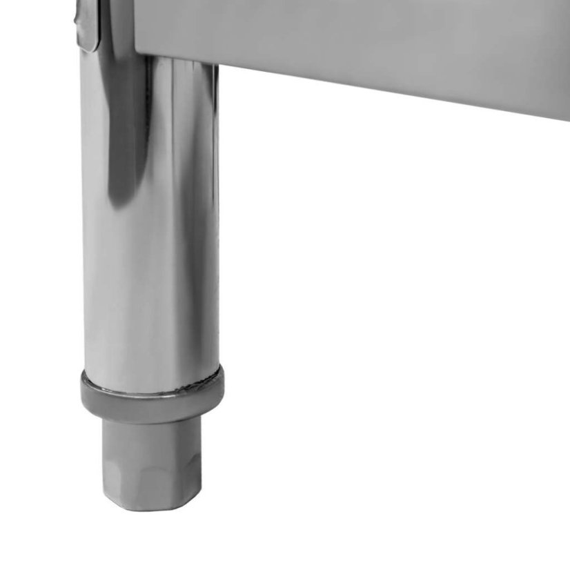 Gastro pracovní stůl z nerezu Mega‑M X STANDARD 600×600×850 mm, centrální, 1 police, MDF výztuha, nastavitelné nožky