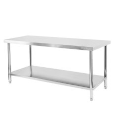 Gastro pracovní stůl z nerezu Mega‑M X STANDARD 2000×600×850 mm, centrální, 1 police, MDF výztuha, nastavitelné nožky
