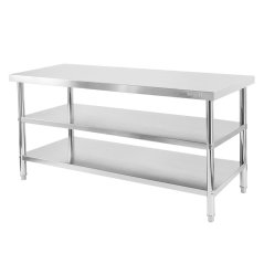 Gastro pracovní stůl z nerezu Mega‑M X STANDARD 1800×600×850 mm, centrální, se 2 policemi, MDF výztuha, nastavitelné nožky