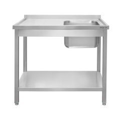 Nerezový gastro dřez MEGA‑M 1200×700×850 mm, vana vpravo, lem, police