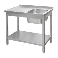 Nerezový gastro dřez MEGA‑M 1200×700×850 mm, vana vpravo, lem, police