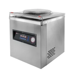 Komorová vakuová balička, svár 400 mm, 2 lišty, čerpadlo 20 m³/h, 0,9 kW, nerez