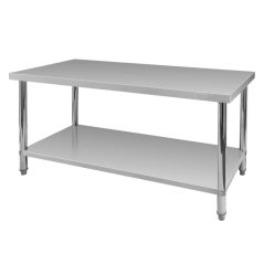 Gastro pracovní stůl z nerezu Mega‑M X STANDARD 1600×600×850 mm, centrální, 1 police, MDF výztuha, nastavitelné nožky