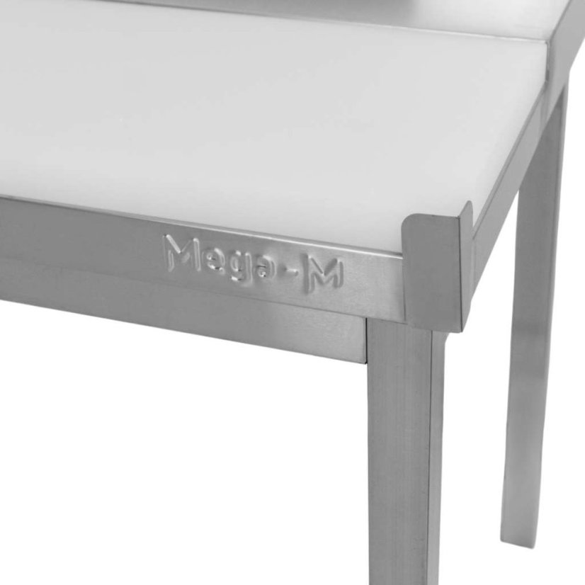 Přístěnný řeznický masařský stůl s krájecí deskou a policí 1500×600×850 mm
