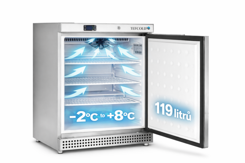 Chladicí skříň plné dveře, nerez - TEFCOLD UR 200 X1